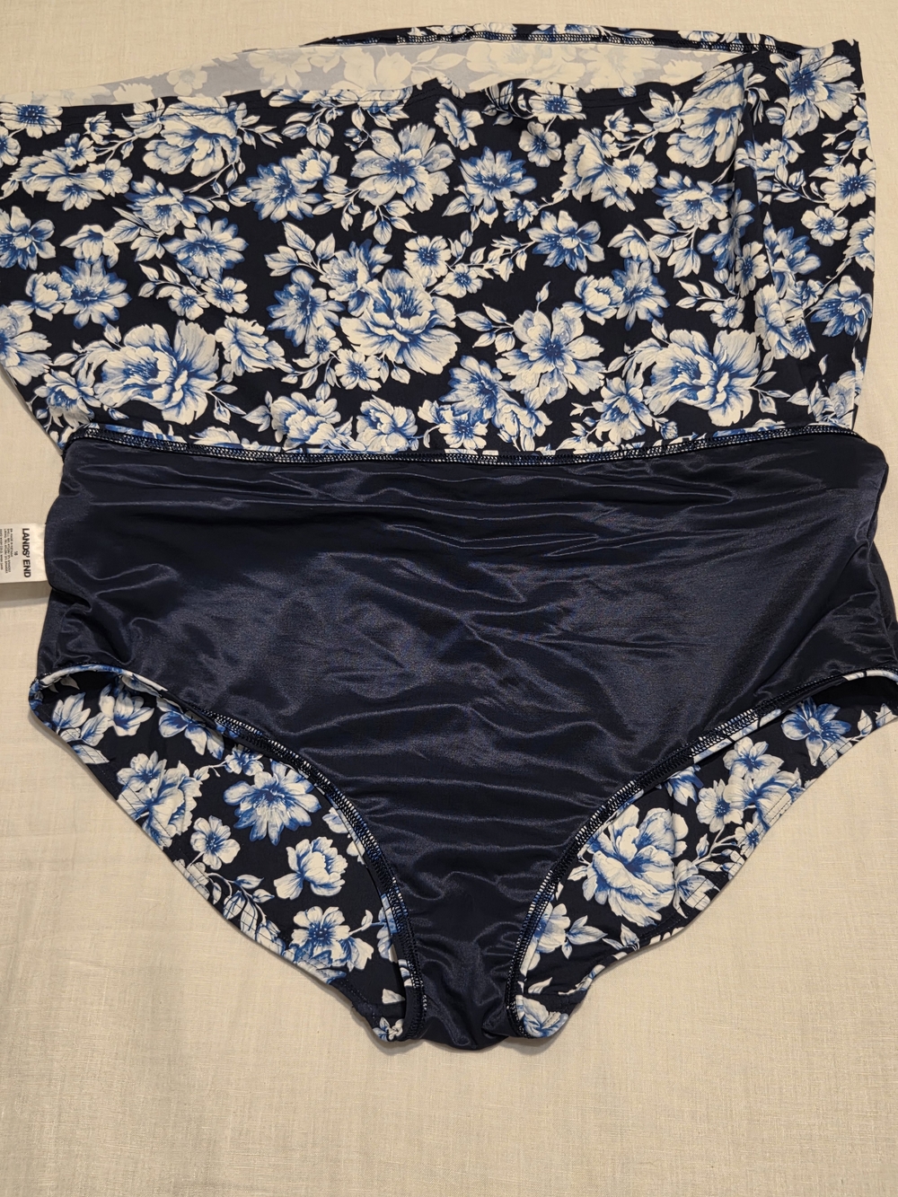 Lands' End Swim Skirt With Tummy Control - Deep Sea Navy Floral - Picture 11 of 13